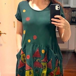 Hand painted cotton dress size Small
